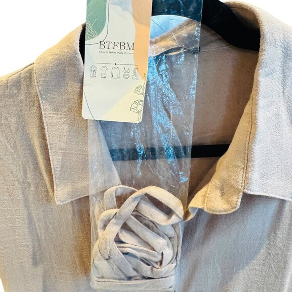 BTFBM Brand Tan Button-Down Shirtdress-NWT Size o/s - Picture 4 of 7